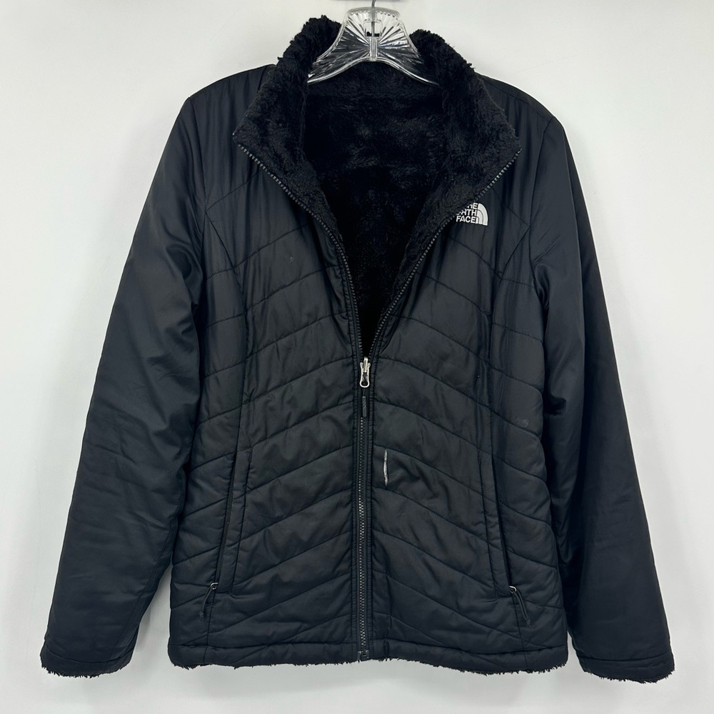 The North Face Reversible Mossbudd Jacket High Pile Fleece Quilted Puffer FLAW